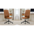 Antique Pu Leather Office Chair 2 Sets With Armrest High Backrest 360 Degree Swivel