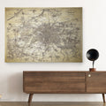 Antique Paris Stencil Map Premium Gallery Wrapped Canvas