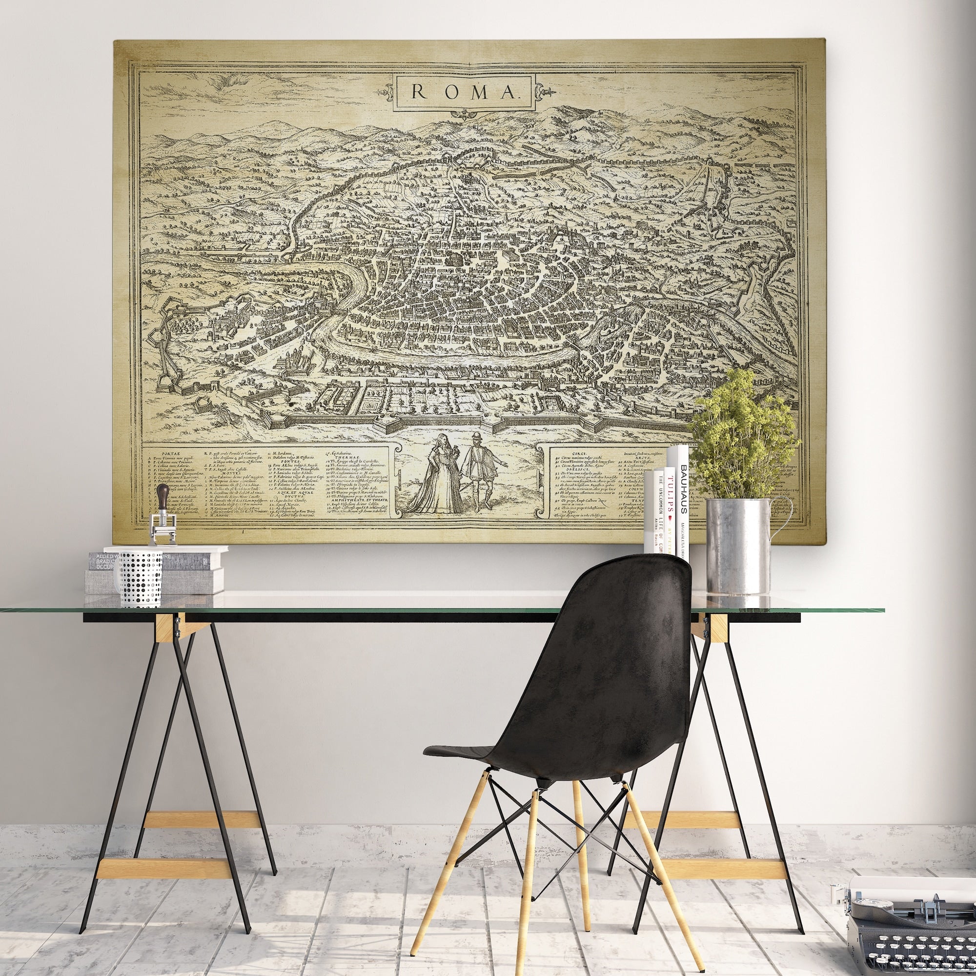 Antique Rome Roma Map Premium Gallery Wrapped Canvas