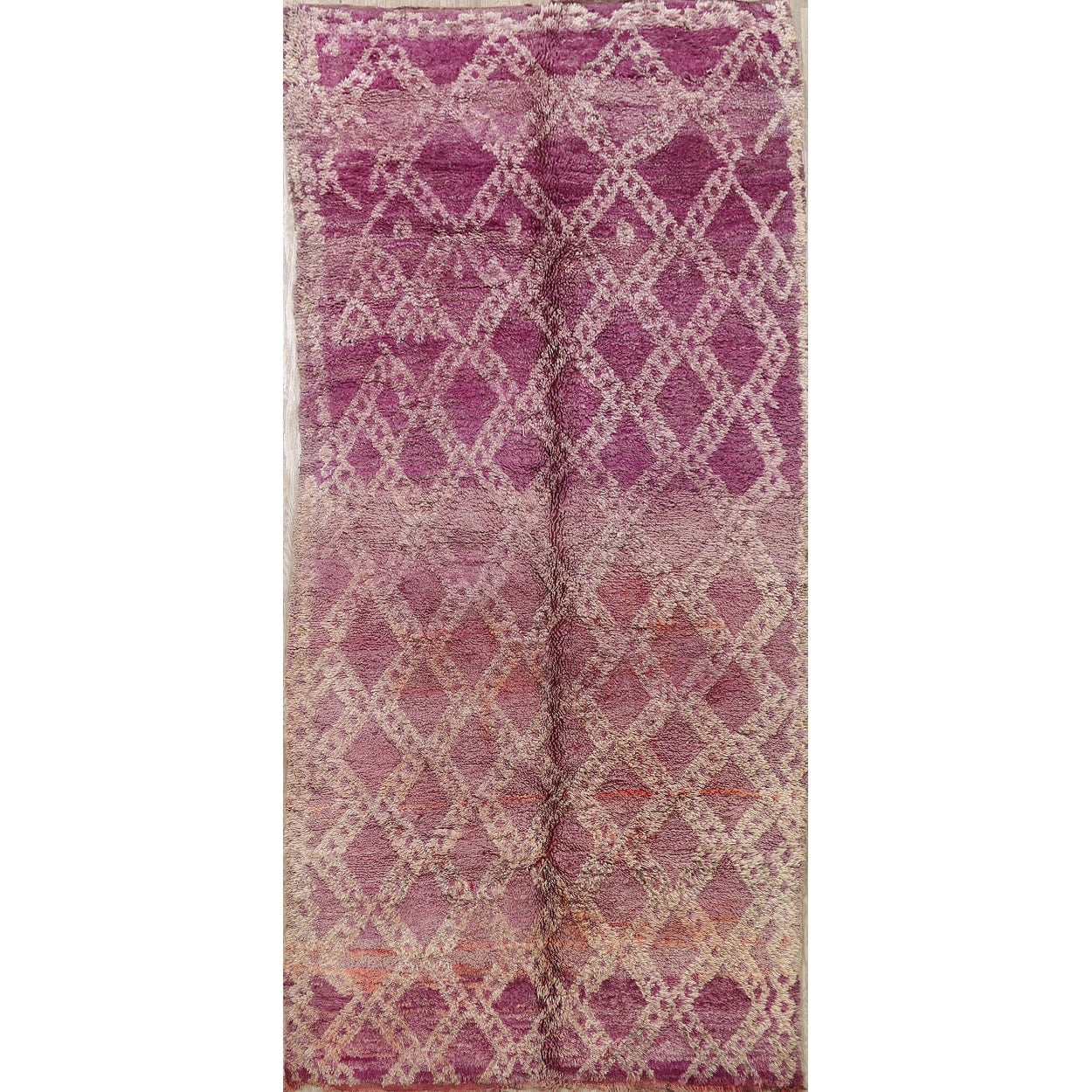 Antique Tribal Moroccan Area Rug Wool Hand Knotted Oriental Carpet 58 X 113