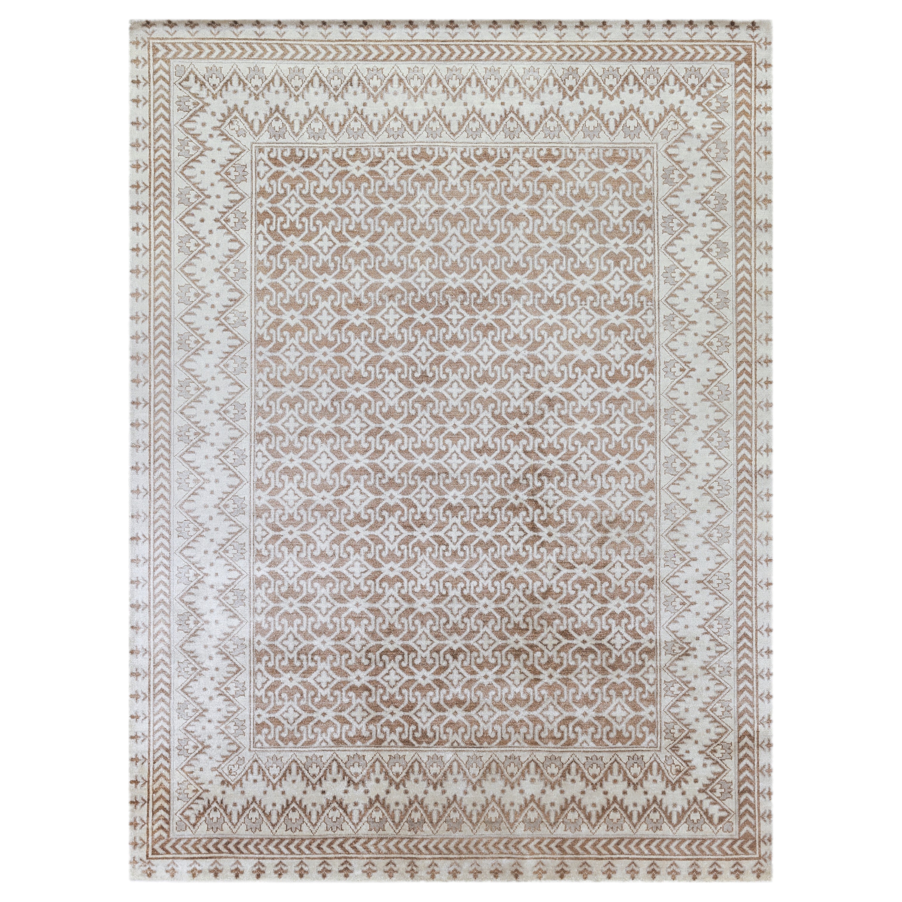 Antique Weave Bamboo Hand Knotted Bamboo Silk Beige Area Rug