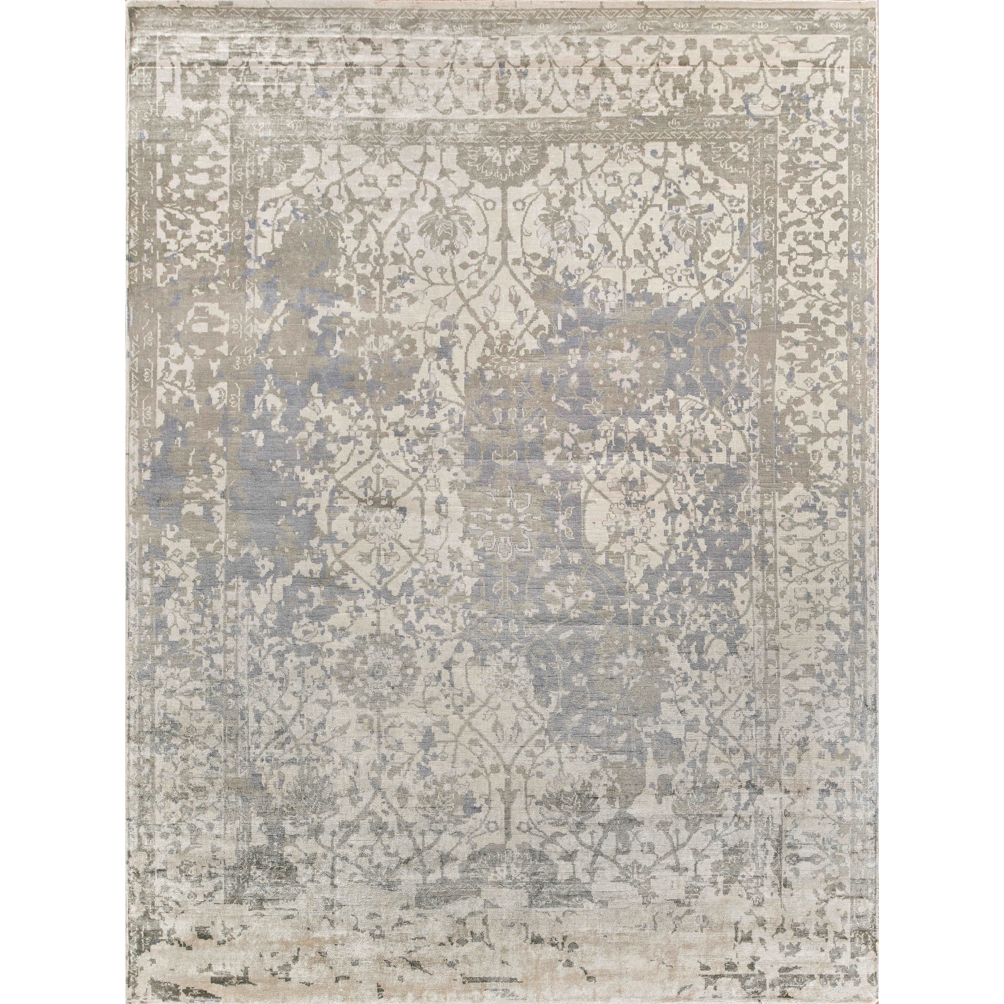 Antique Weave Bamboo Hand Knotted Bamboo Silk Silver Area Rug