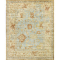 Antique Weave Oushak Hand Knotted New Zealand Wool Dark Blue Beige Area Rug
