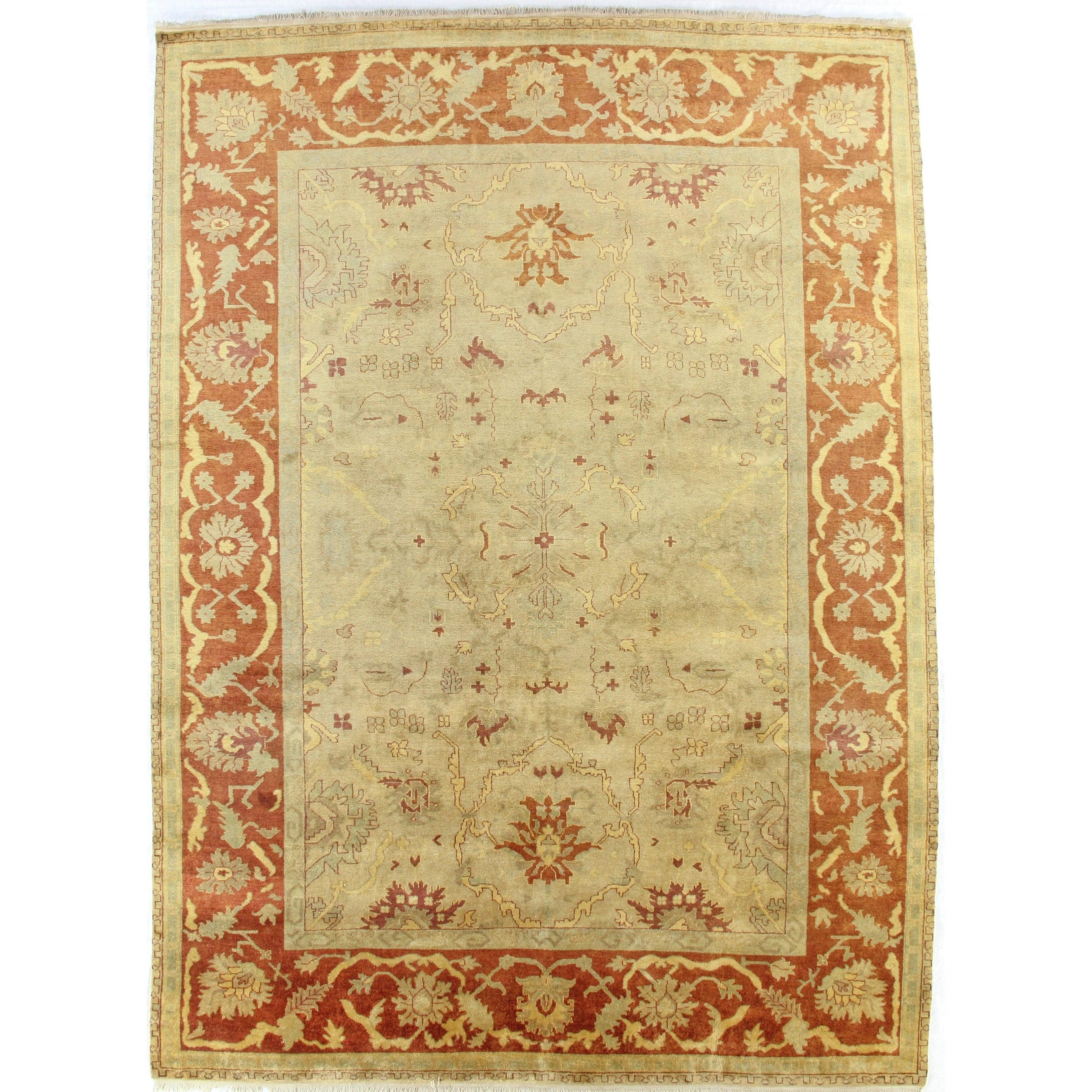 Antique Weave Oushak Hand Knotted New Zealand Wool Gold Rust Area Rug 14 X 186