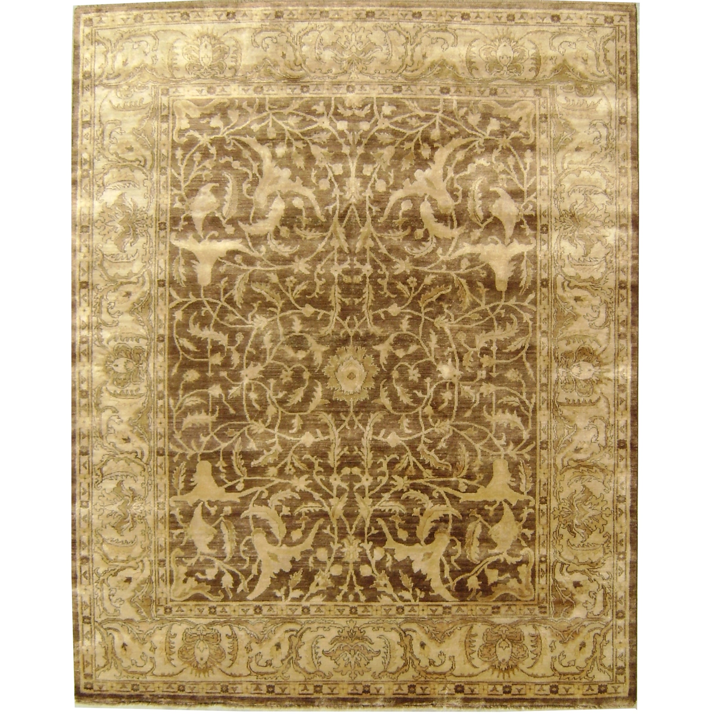 Antique Weave Oushak Hand Knotted New Zealand Wool Tobacco Beige Area Rug