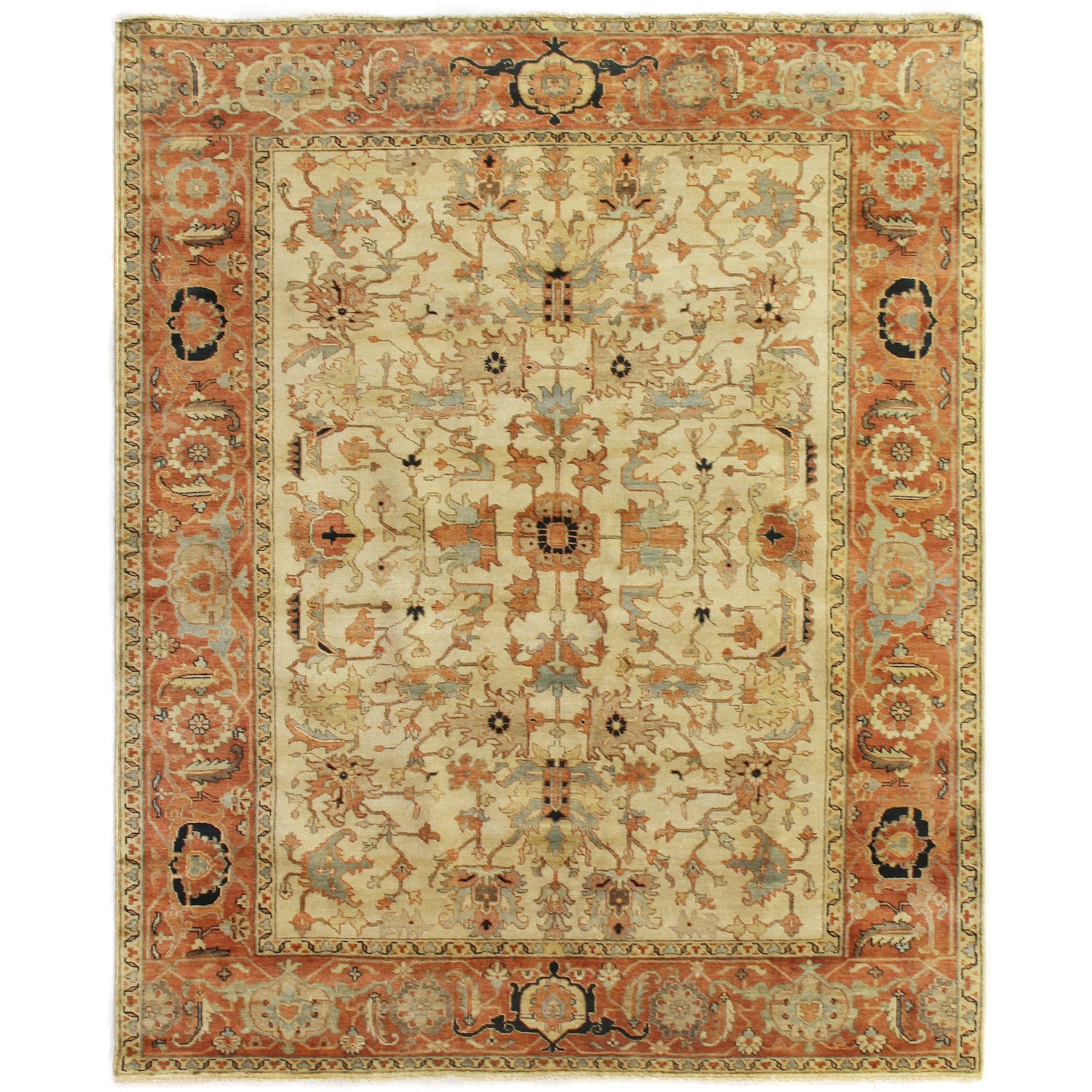 Antique Weave Serapi Hand Knotted New Zealand Wool Ivory Rust Area Rug 15 X 196