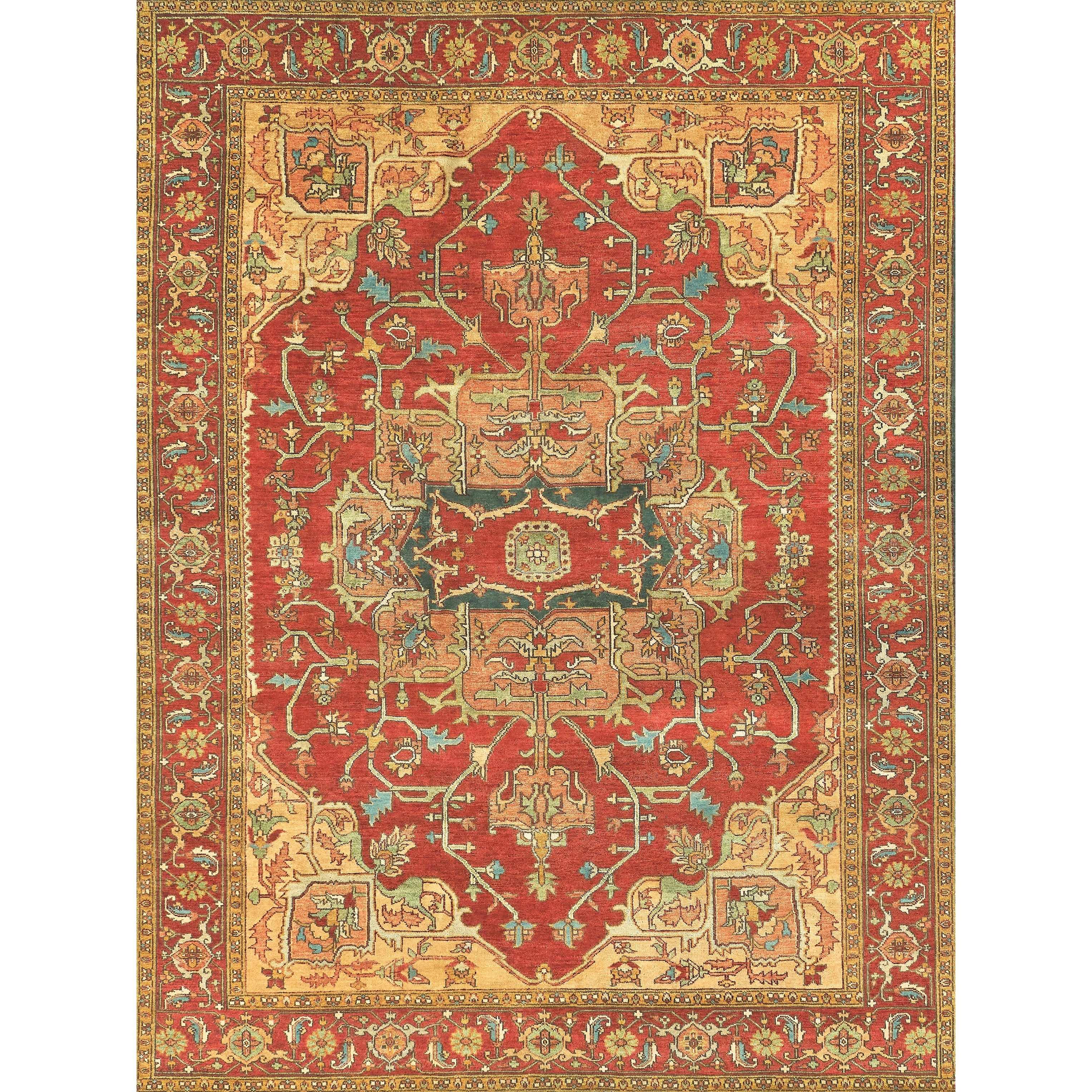 Antique Weave Serapi Hand Knotted New Zealand Wool Red Area Rug