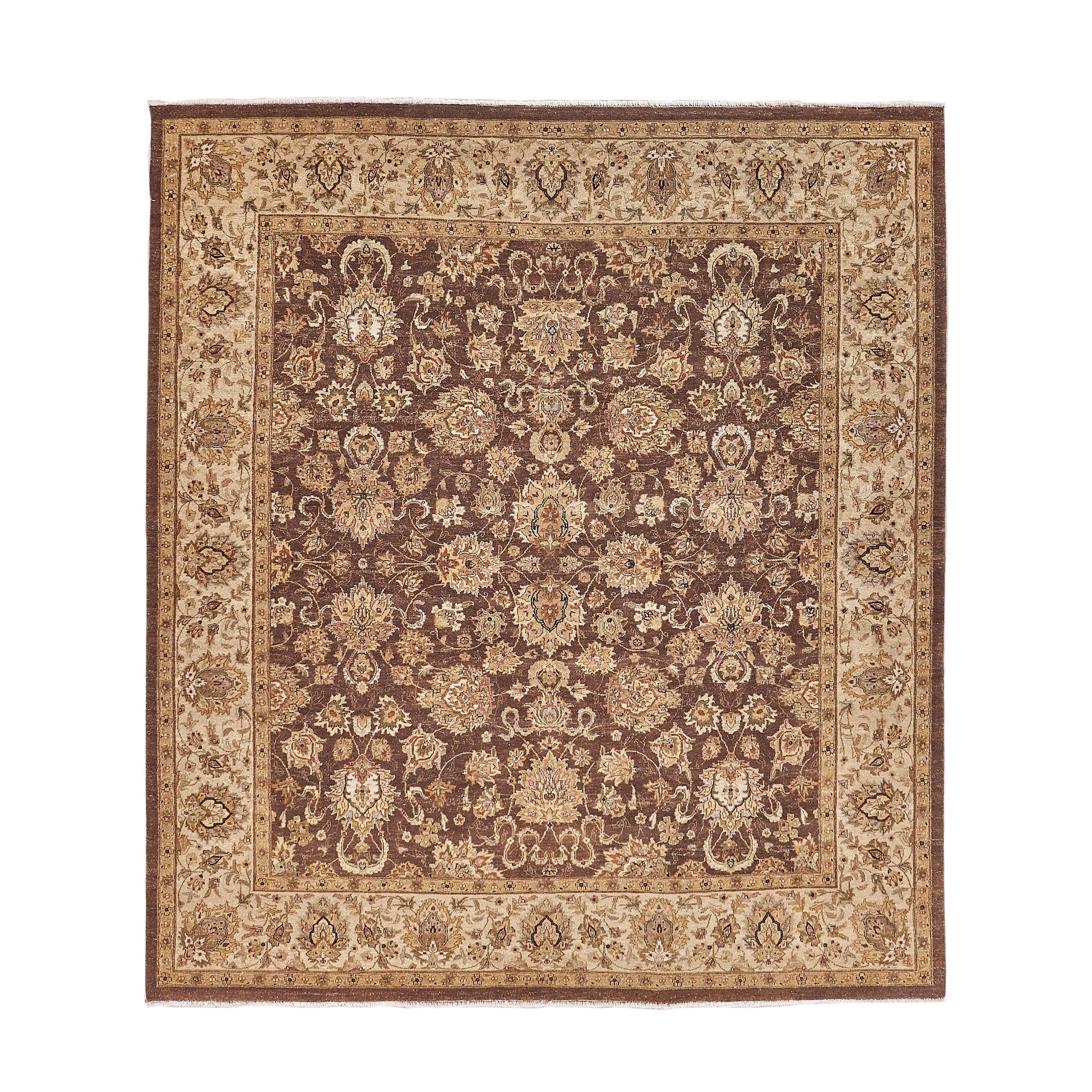 Antique Weave Ziegler Hand Knotted New Zealand Wool Brown Ivory Area Rug 9 X 10