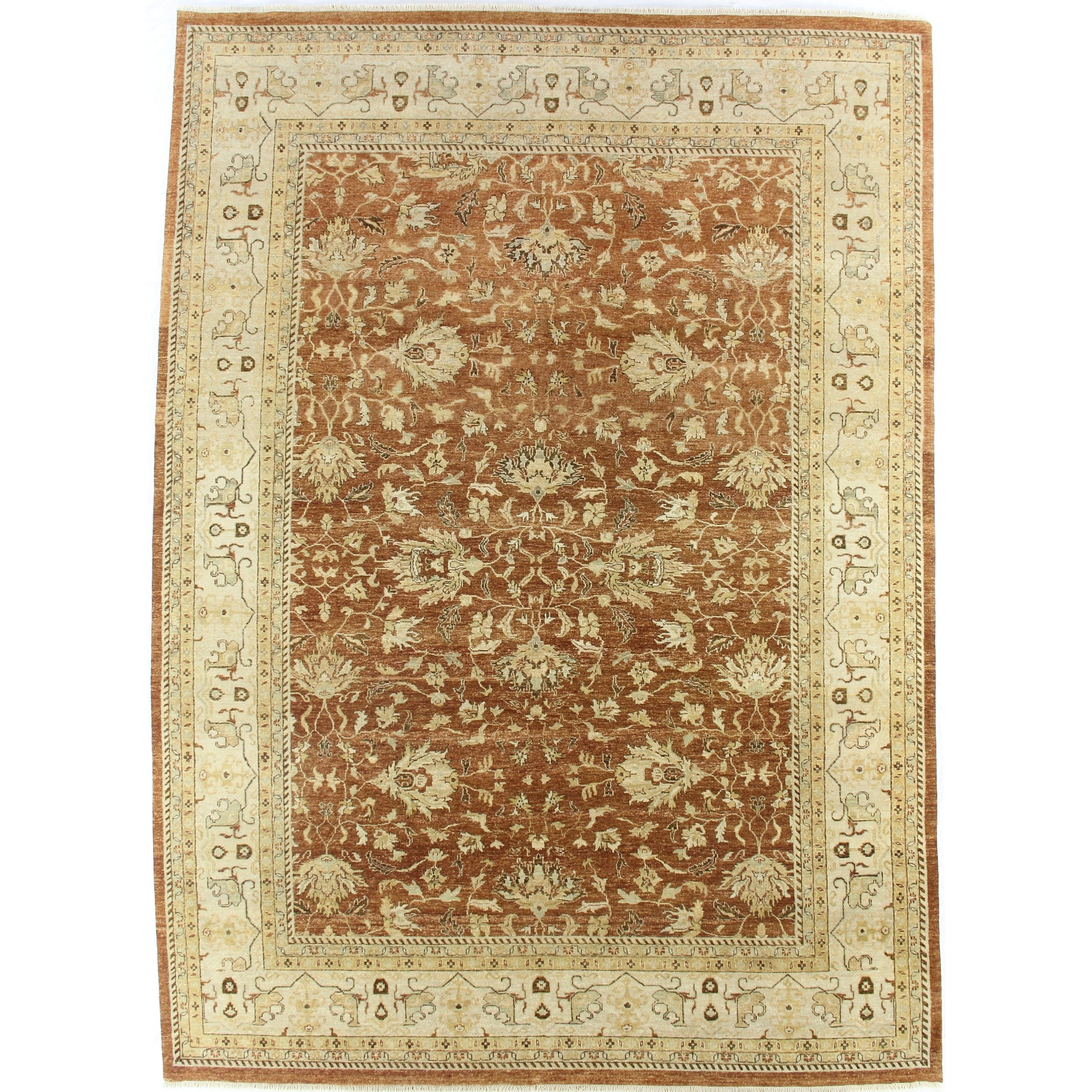 Antique Weave Ziegler Hand Knotted New Zealand Wool Rust Beige Area Rug 14 X 18