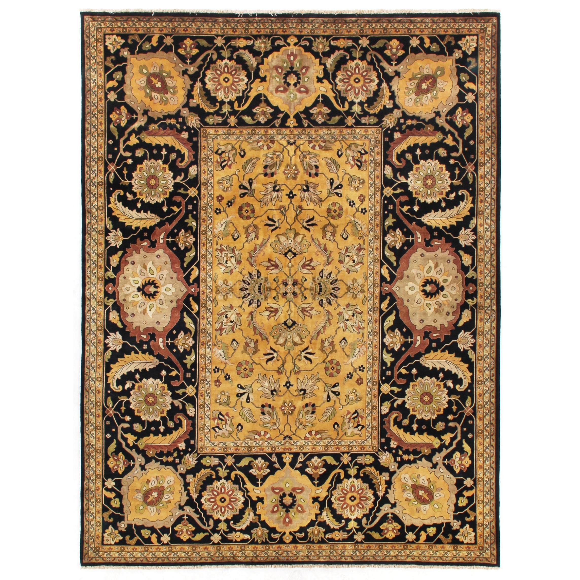Antique Weave Hand Knotted New Zealand Wool Gold Rust Area Rug