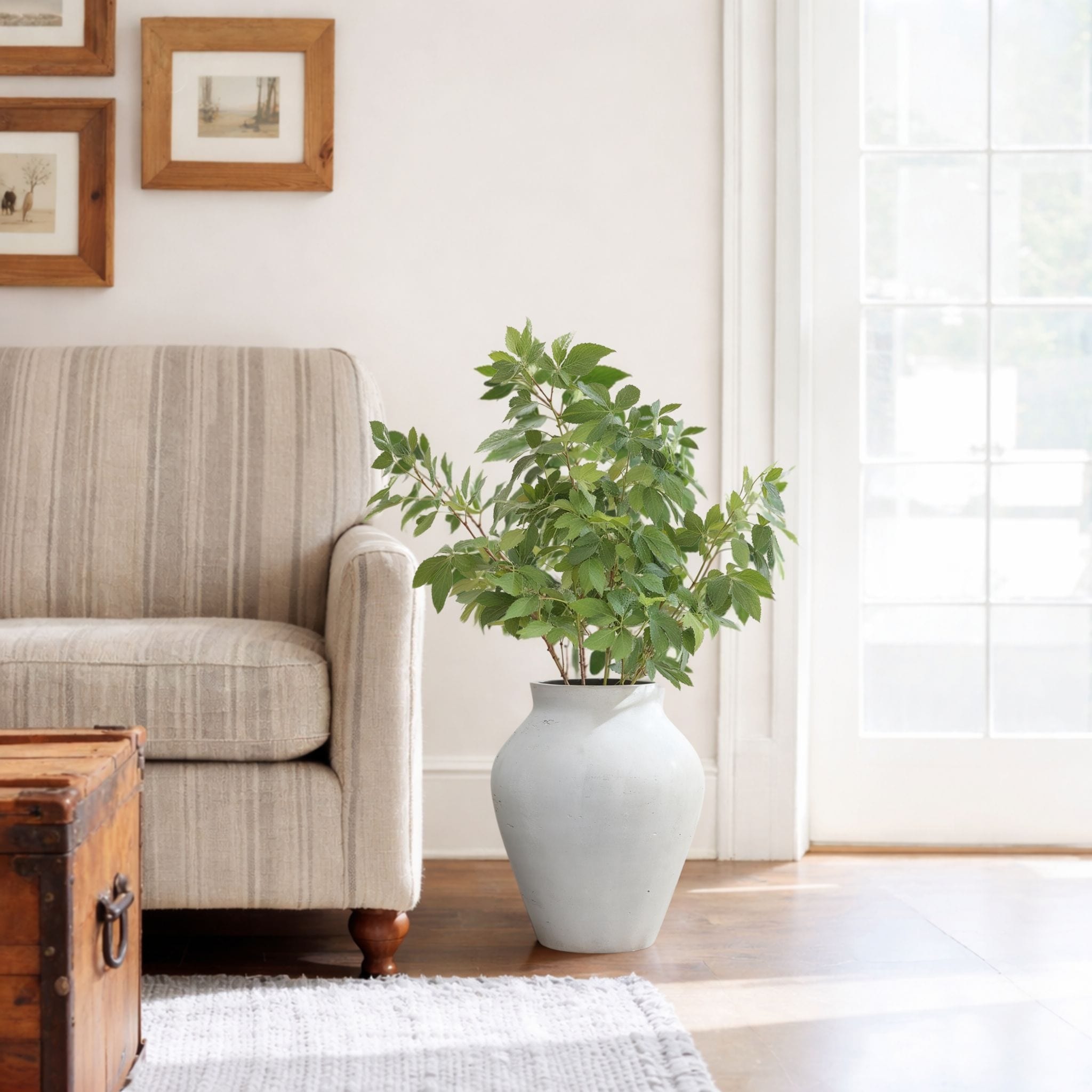 Antique White Cement Vase Decorative Accent