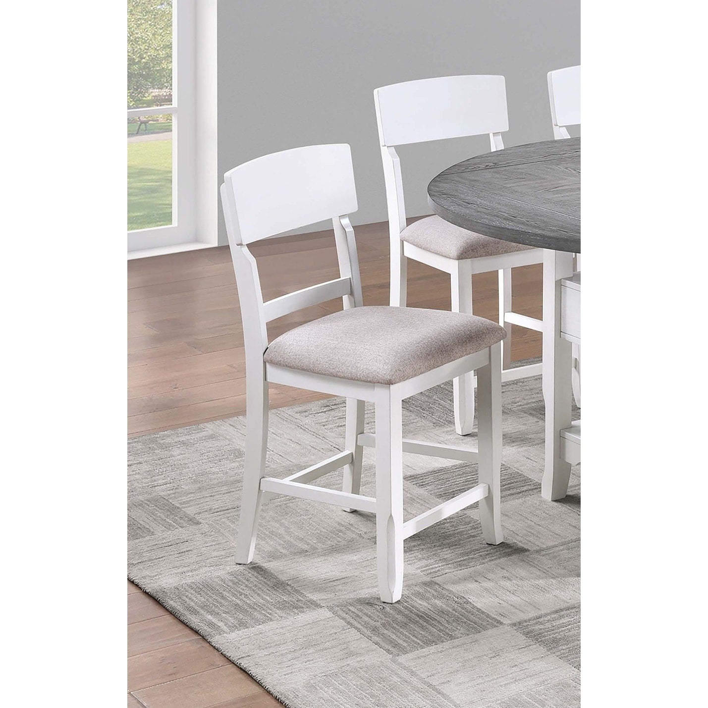 Antique White Counter Height Dining Chairs Upholstered Seat