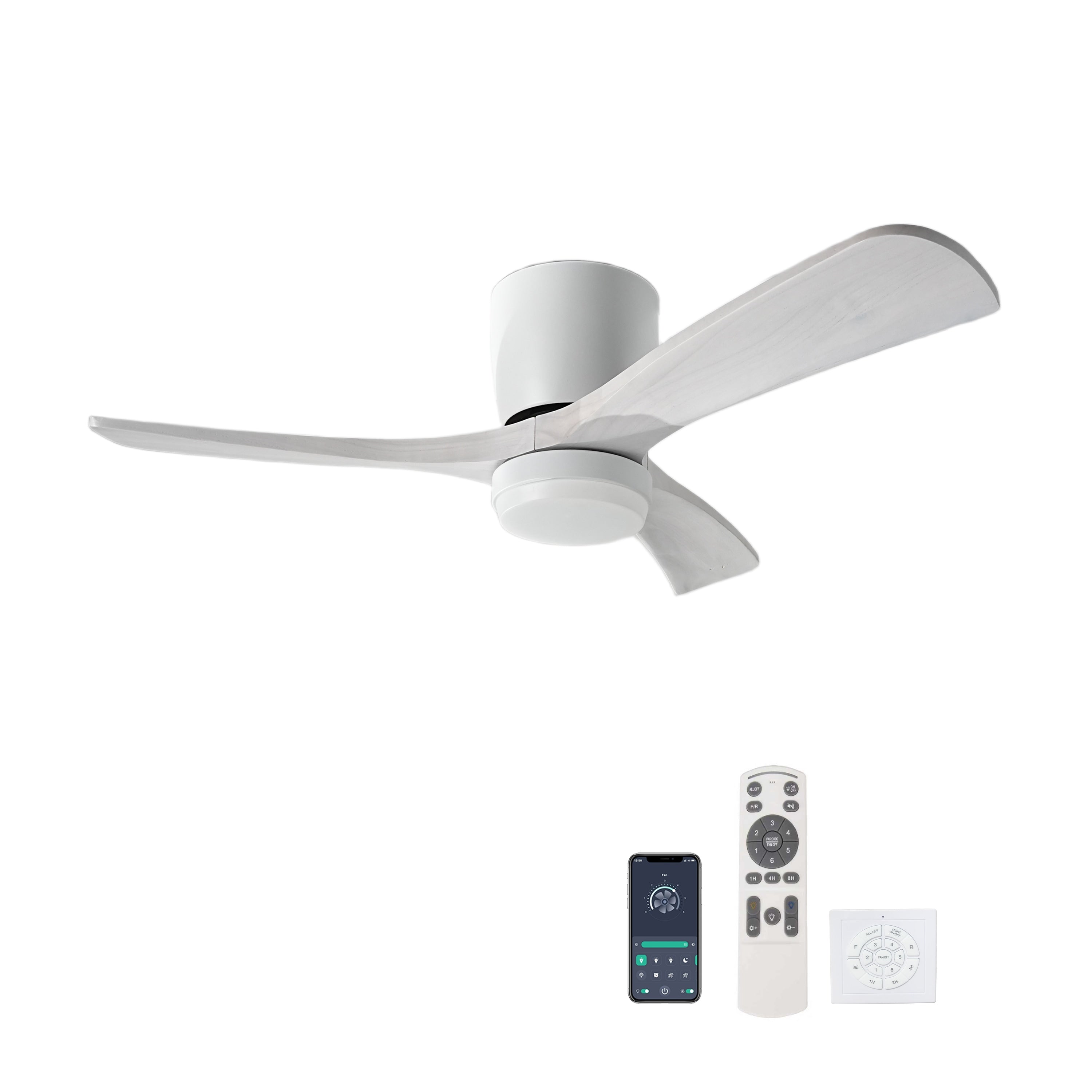 Antique White Flush Mount Ceiling Fan With Remote Control