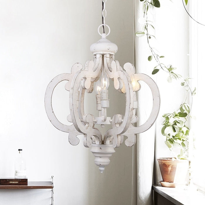 Antique Wood Chandelier Lights Fixture 6 Light Pendant Lamp 19.5 X19.5