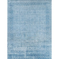 Antiqued Silk Hand Knotted Bamboo Silk Blue Area Rug