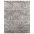 Antiqued Silk Hand Knotted Bamboo Silk Ivory Silver Area Rug