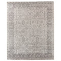 Antiqued Silk Hand Knotted Bamboo Silk Ivory Silver Area Rug