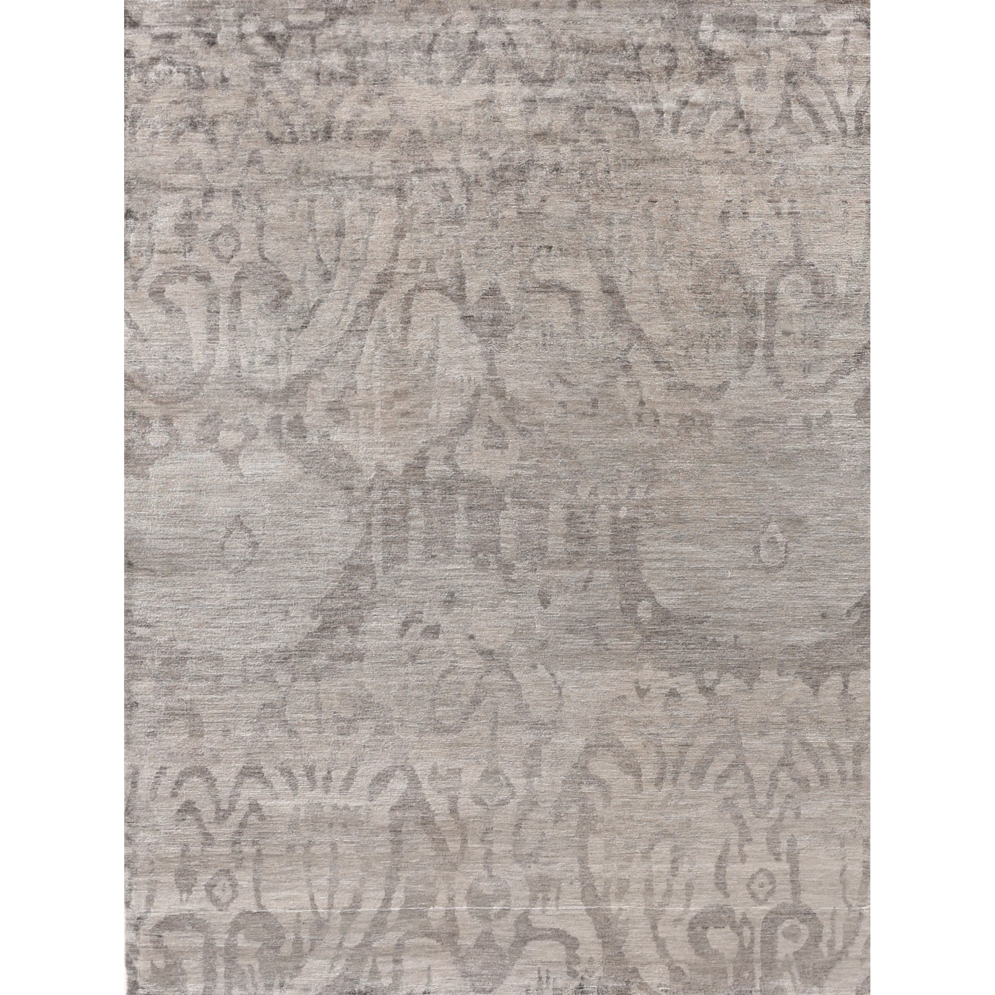 Antiqued Silk Hand Knotted Bamboo Silk Silver Area Rug