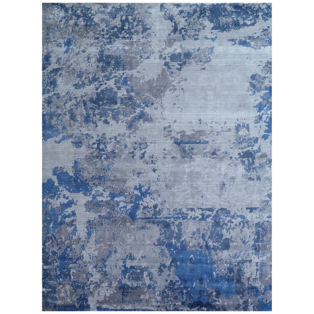 Antolini Handloomed Bamboo Silk Blue Silver Area Rug 8 X 10