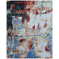 Antolini Handloomed Bamboo Silk Ivory Blue Area Rug