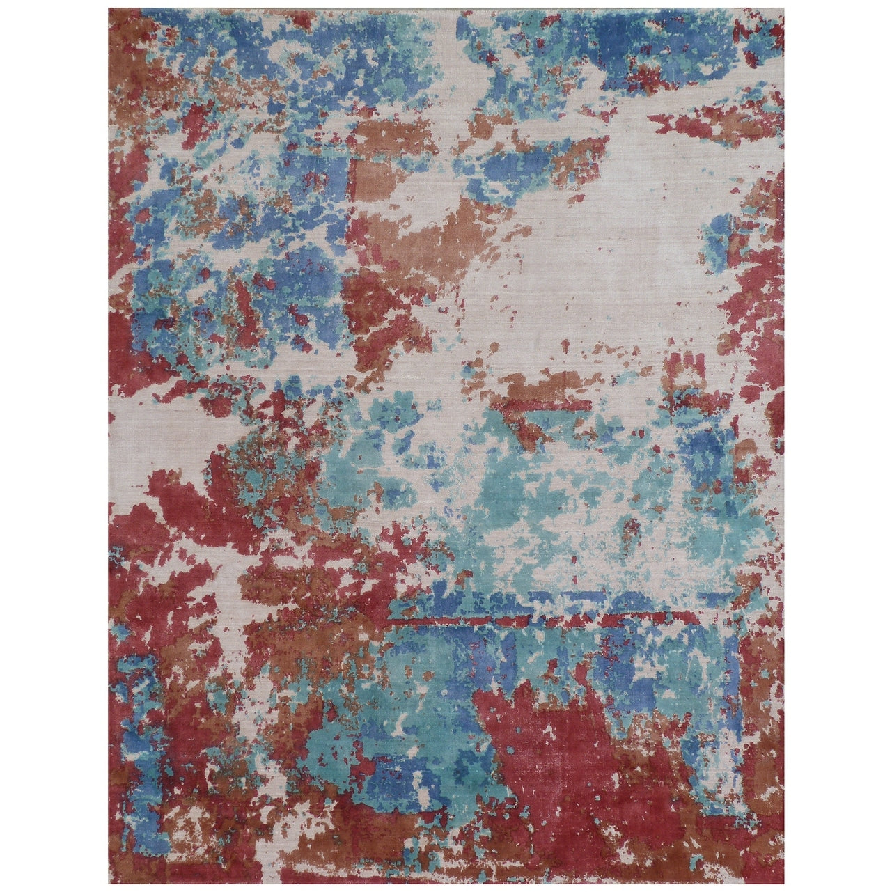 Antolini Handloomed Bamboo Silk Red Multi Area Rug 8 X 10