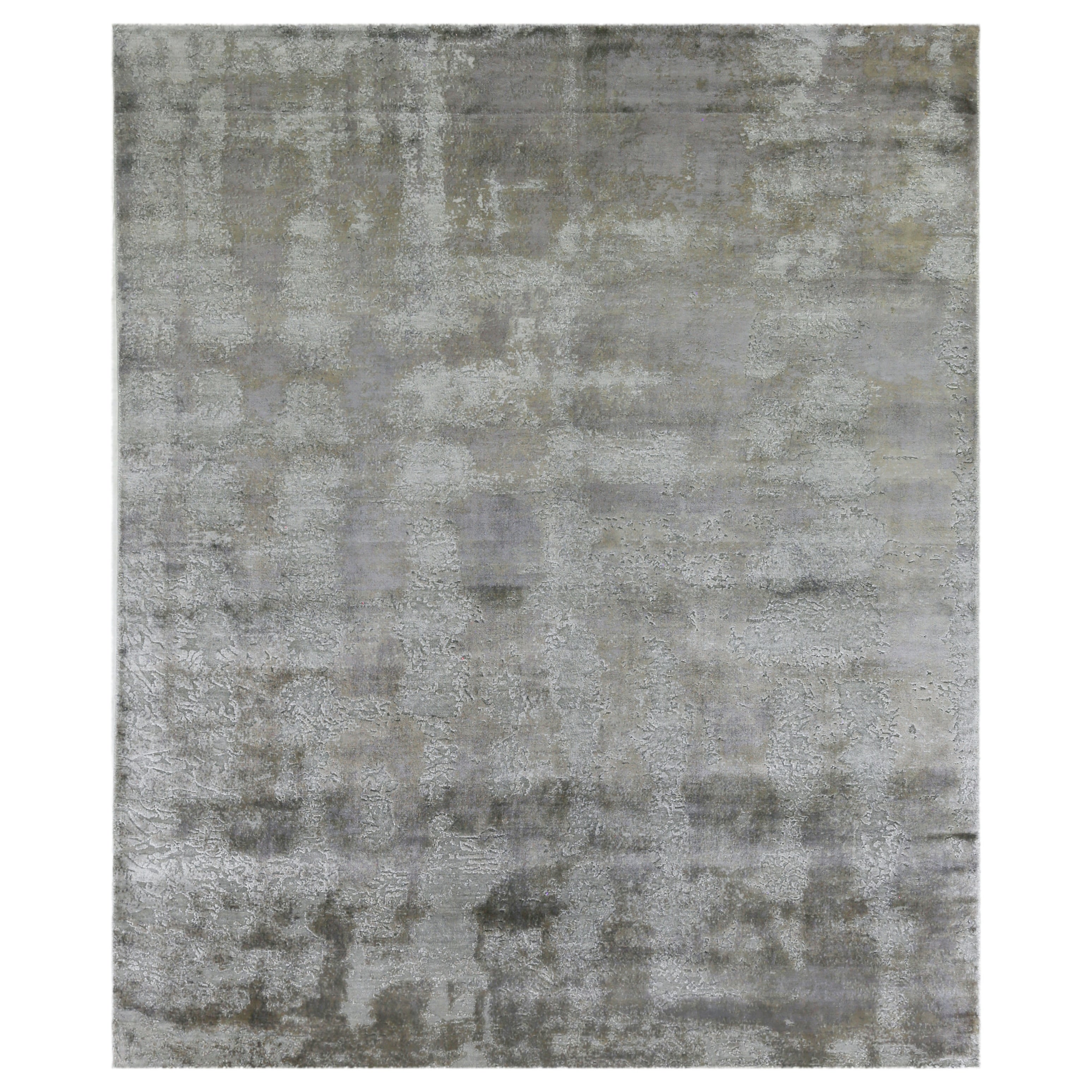 Antolini Handloomed Bamboo Silk Silver Multi Area Rug 8 X 10