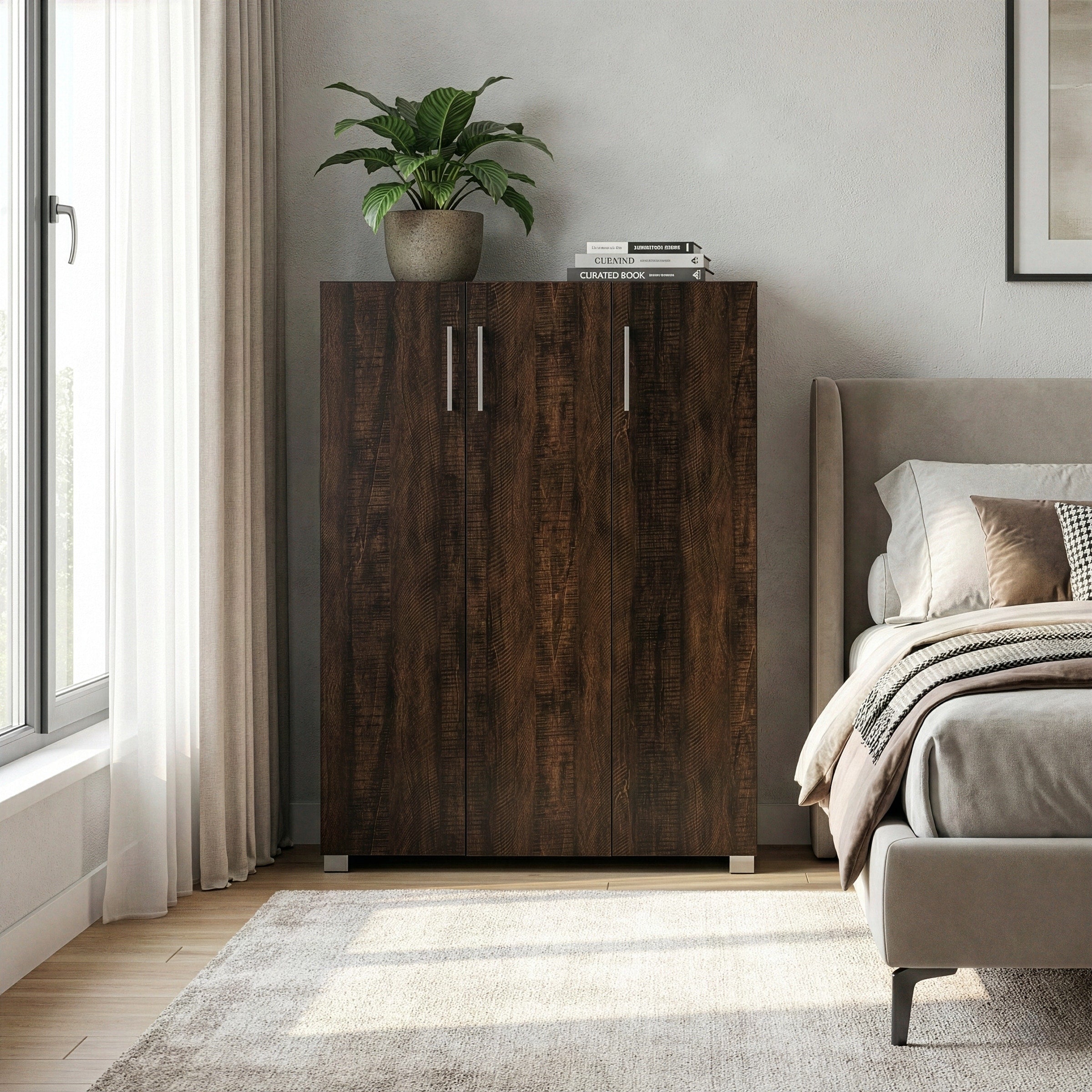 Antonia Three Door Shoe Cabinet With Five Shelves