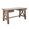 Anva Writing Desk 58 Inch With Power Plug Natural Brown Solid Mahogany