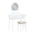 Anvy Vanity Desk Set With Mirror And Stool 4 Drawers White Wood