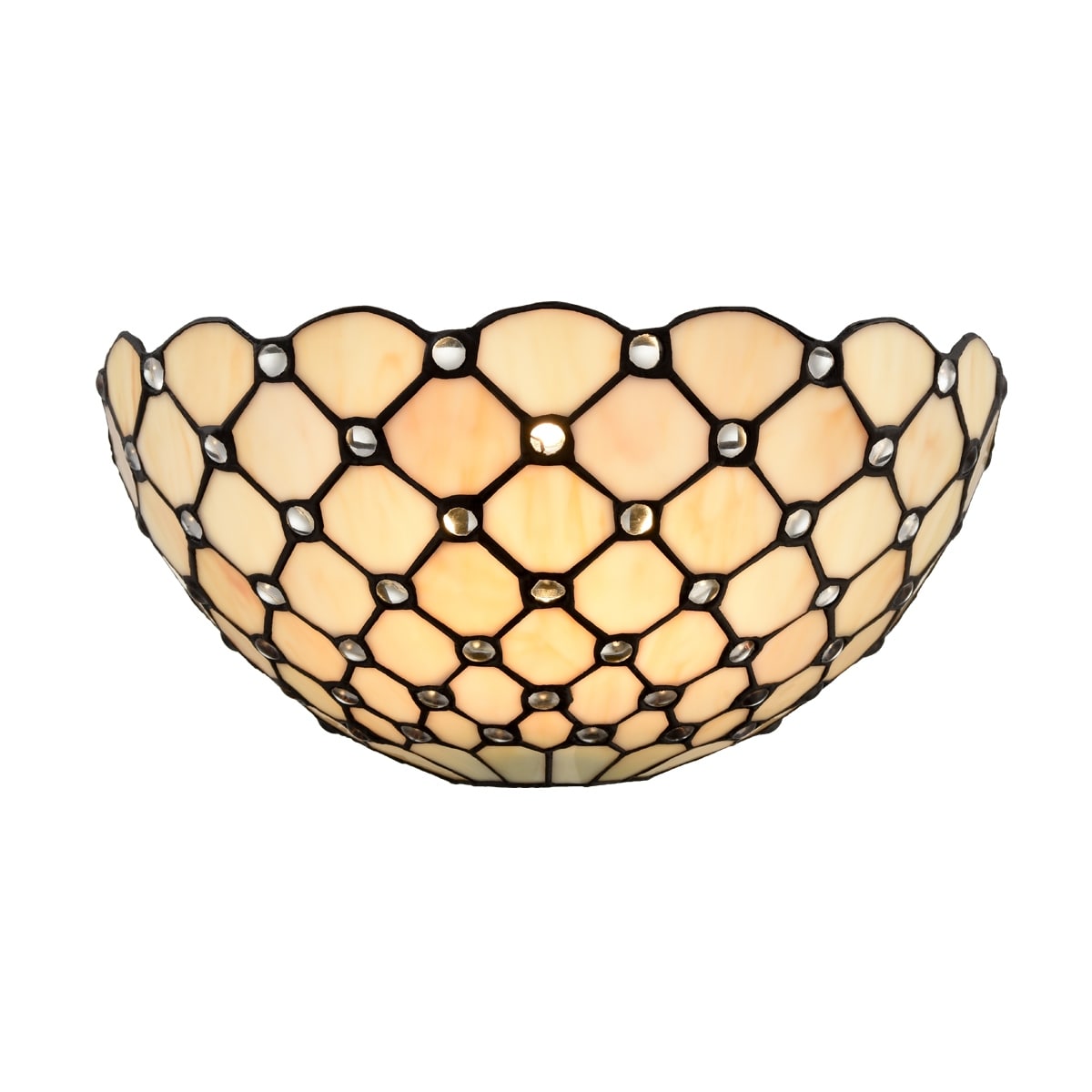 Anzio Tiffany Wall Sconce Antique Black Art Stained Glass Shade With Crystal Beads