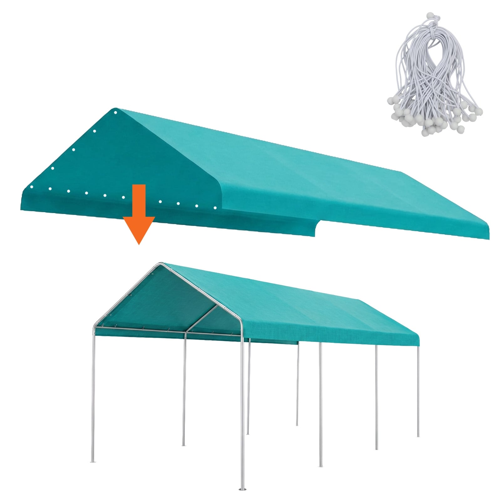 Aoodor 10 X 20 Ft Carport Replacement Canopy Cover