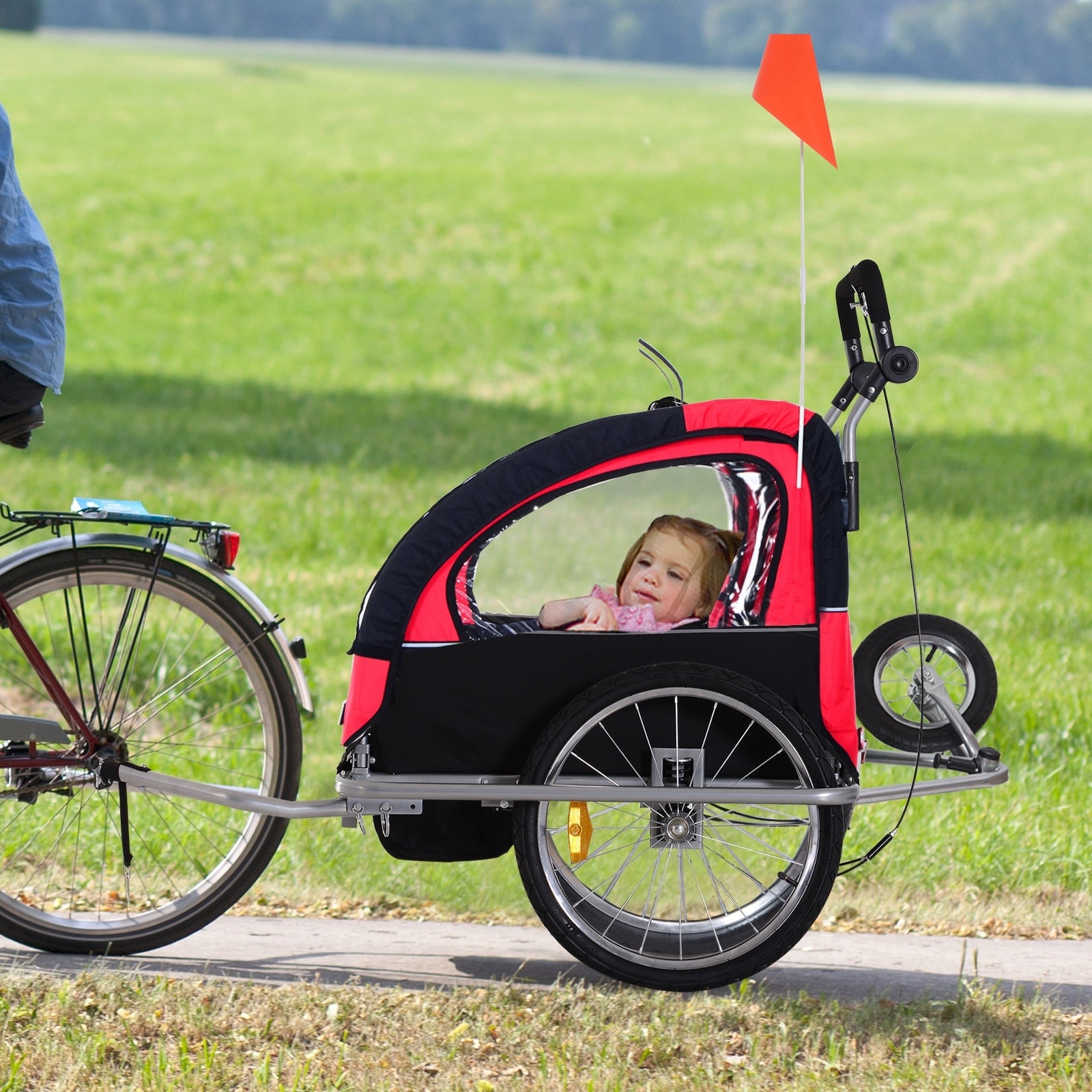 Aosom Elite Ii 3 In 1 Double Child Bike Trailer And Stroller