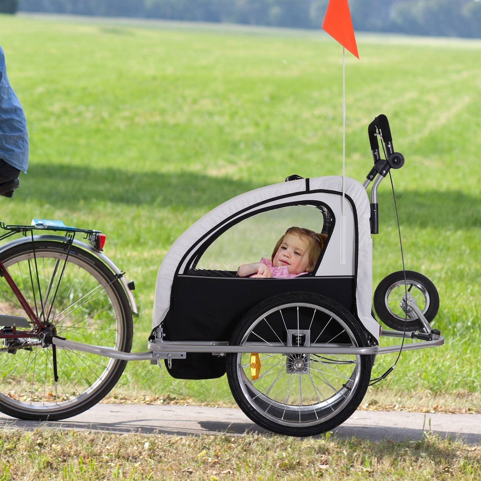 Aosom Elite Ii 3 In 1 Double Child Bike Trailer And Stroller