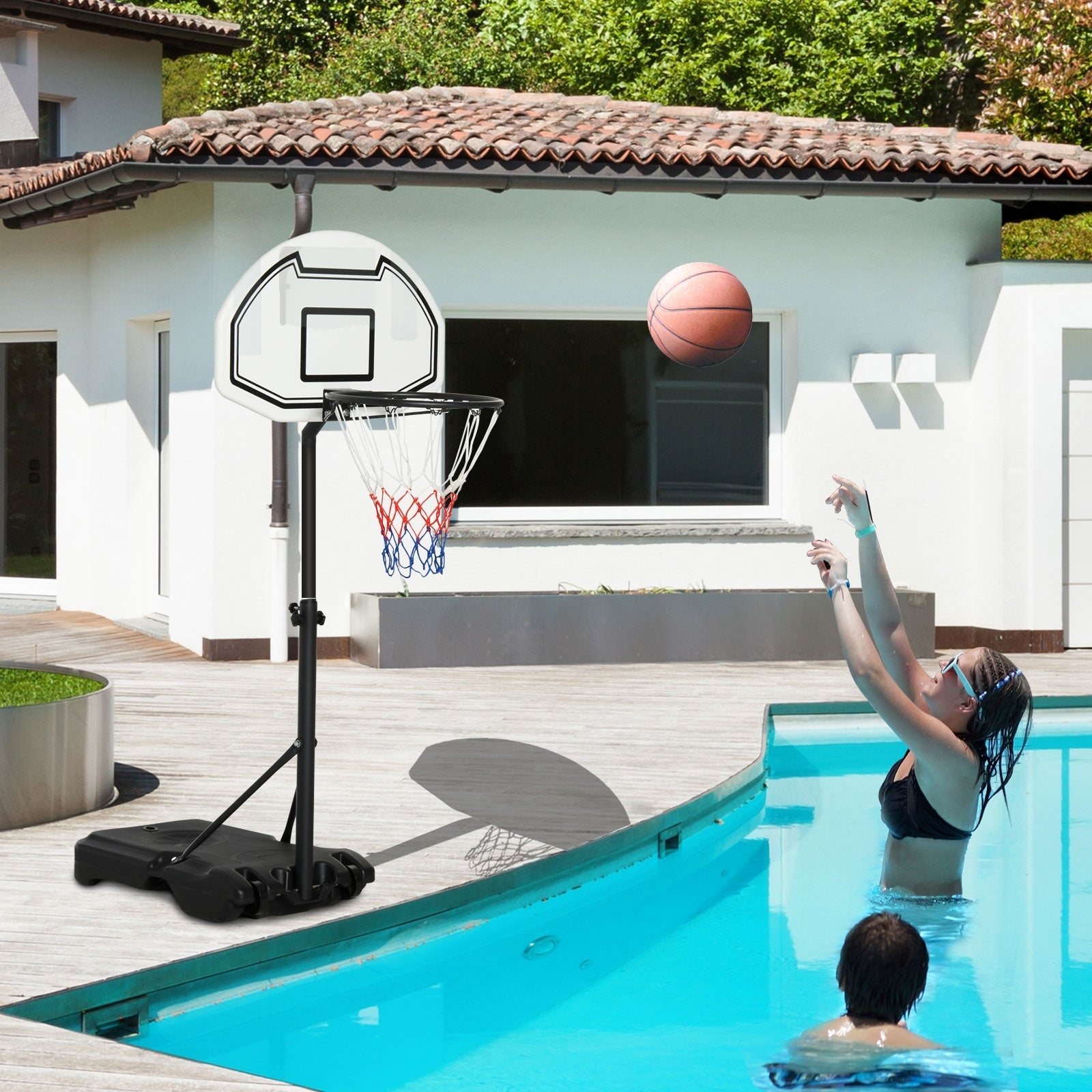 Aosom Height Adjustable Portable Poolside Basketball Hoop