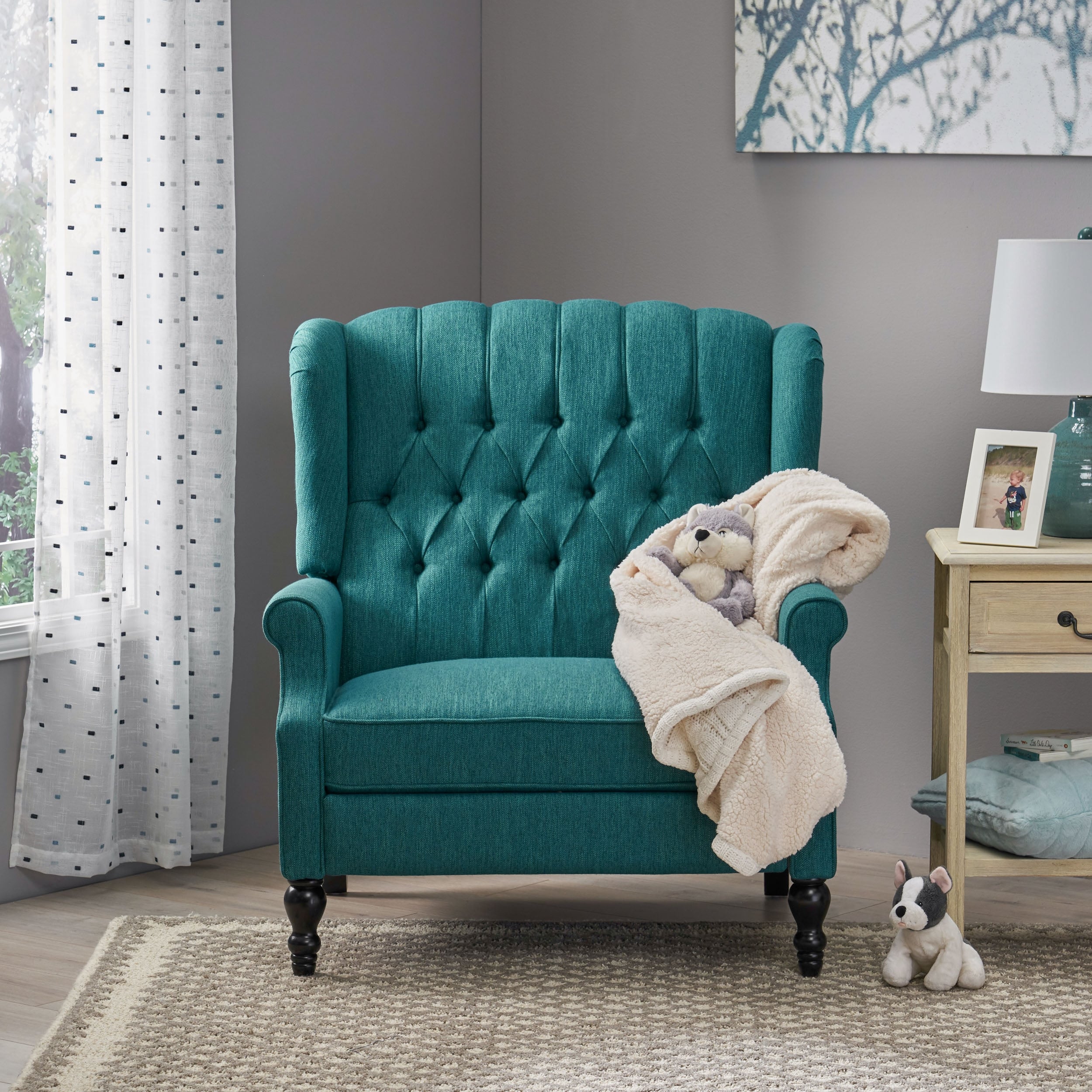 Apaloosa Oversized Tufted Fabric Push Back Recliner By Christopher Knight Home