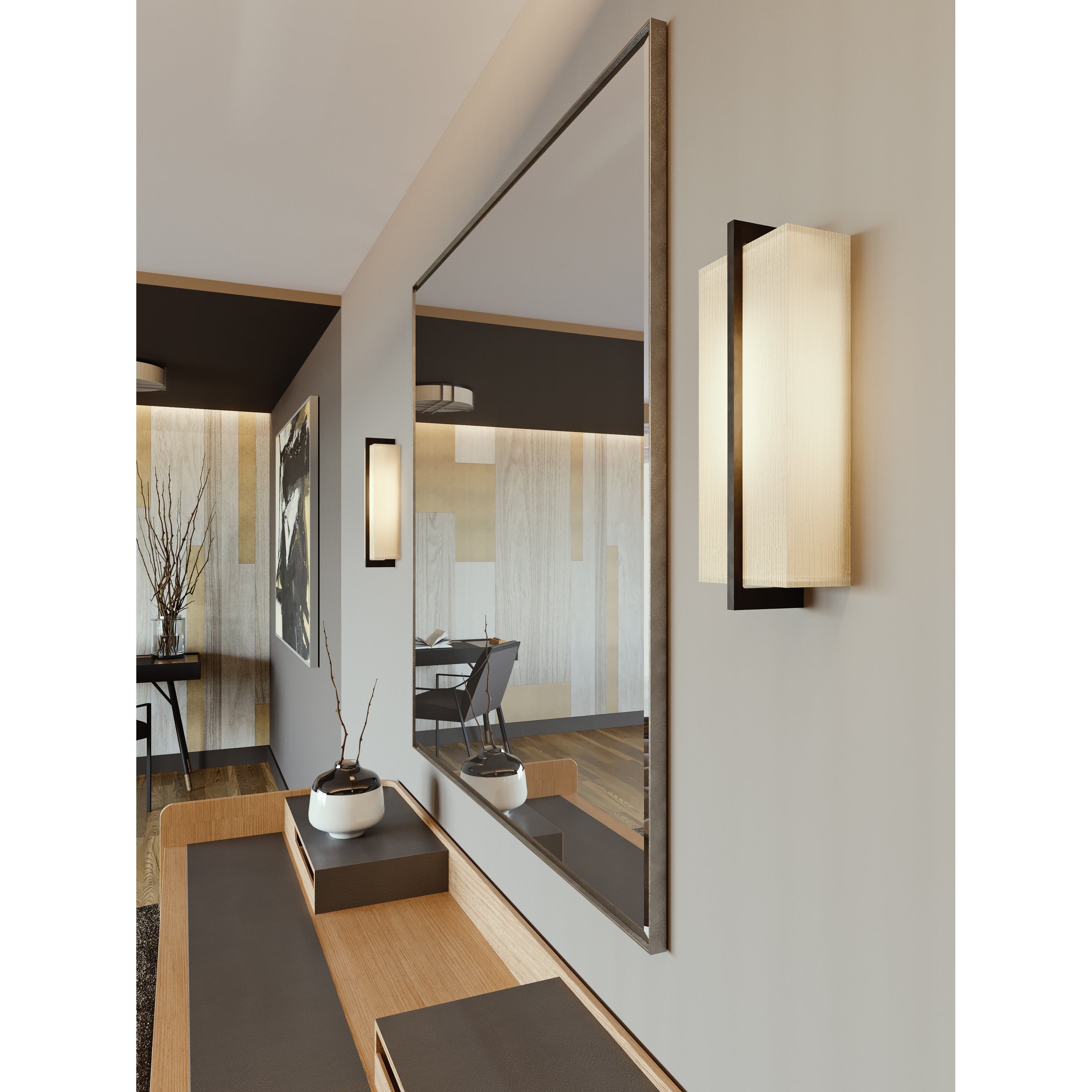 Afx Apex 1 Light Ada Espresso Led Wall Sconce Jute Fabric And Acrylic Shade