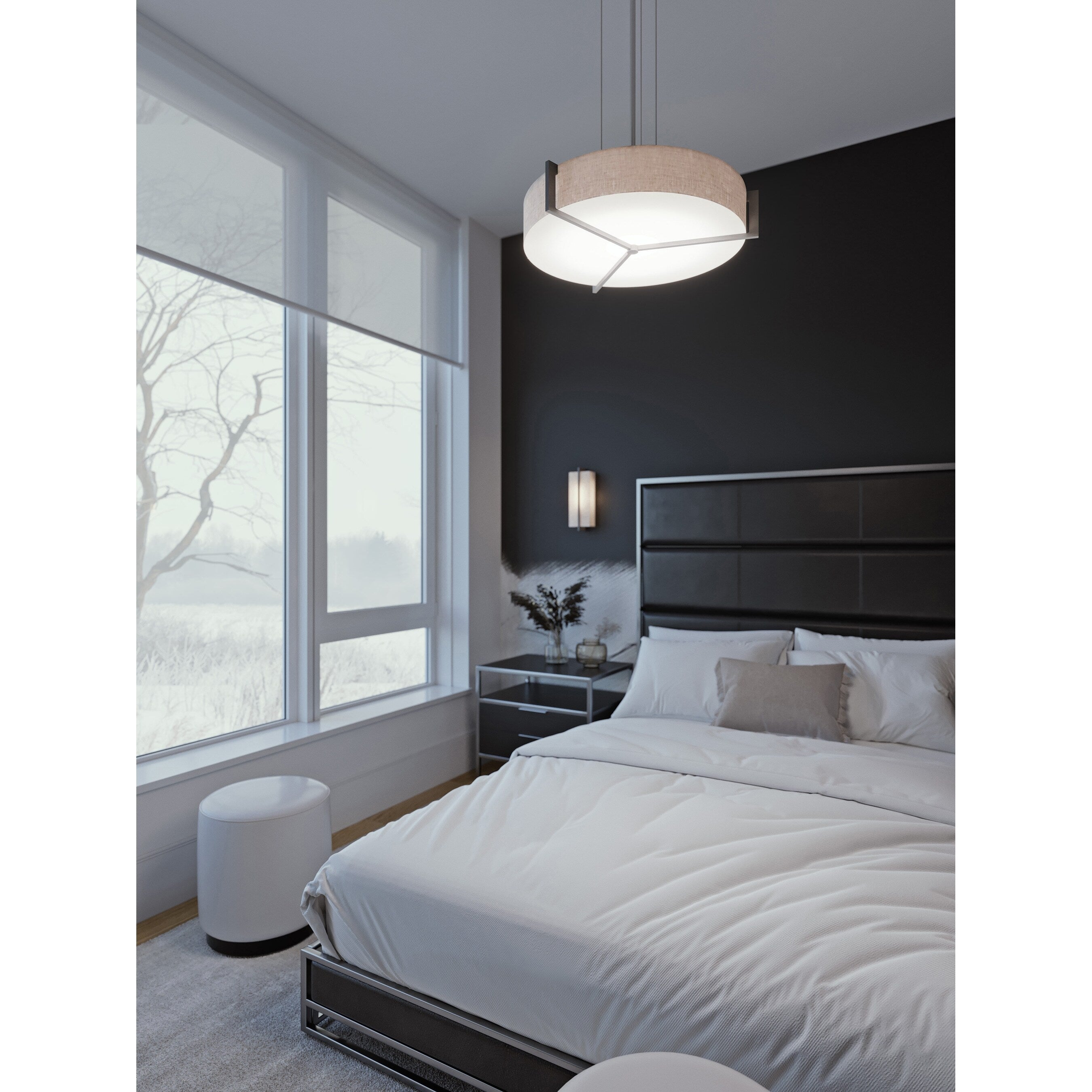 Apex 17 Inch Espresso Led Pendant Jute Shade