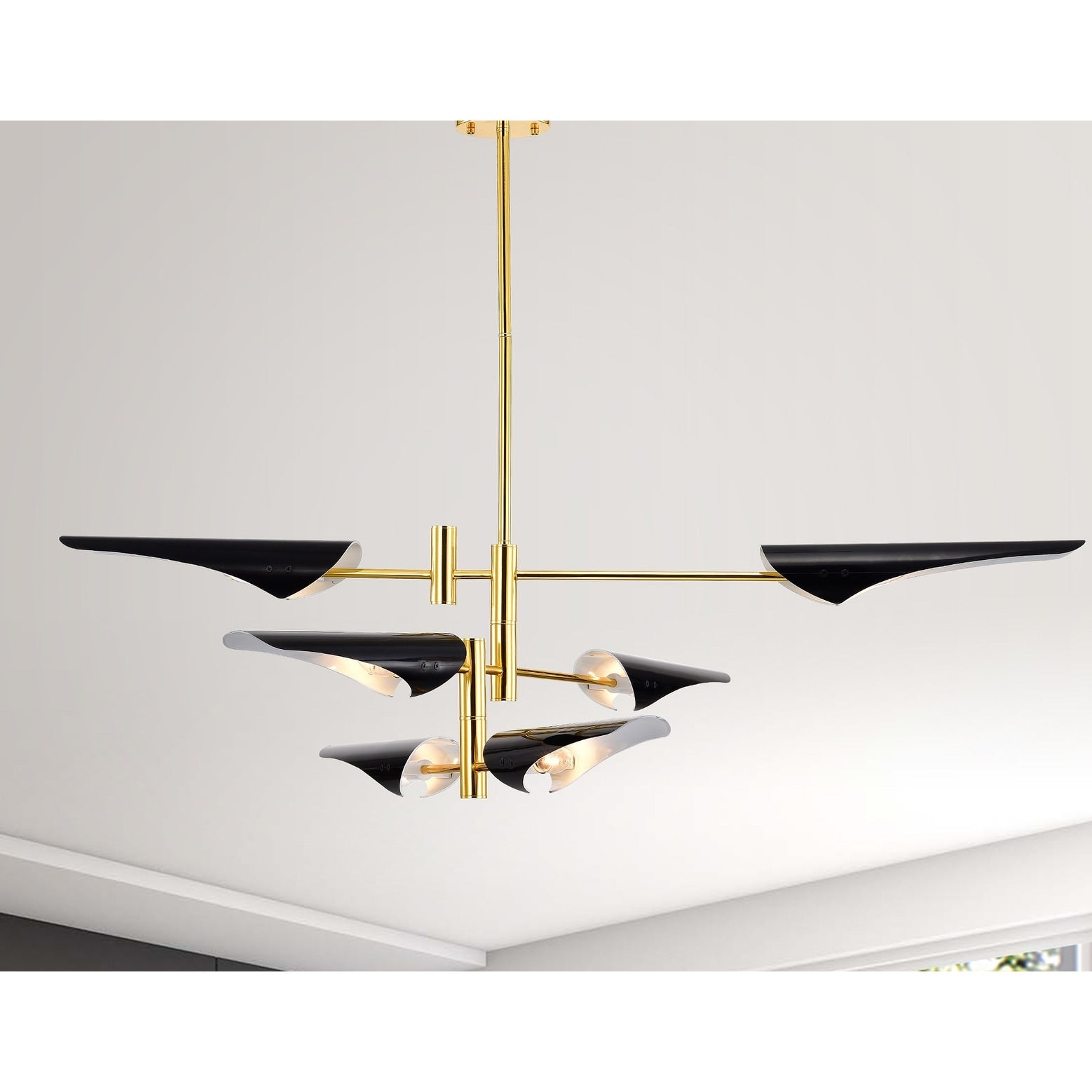Apollinario Gold And Black With 6 Light Bulb Chandelier