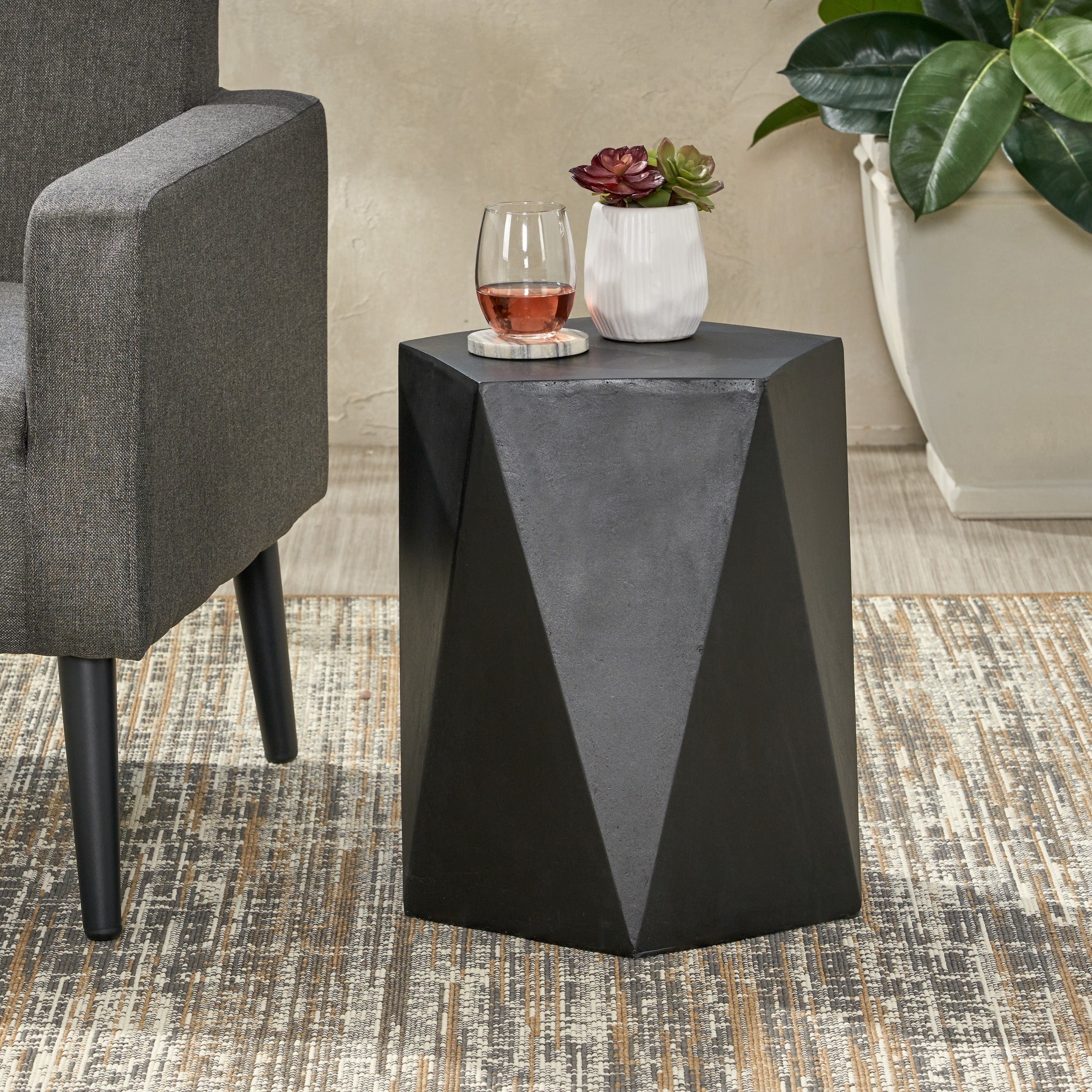 Apollo Outdoor Modern Side Table By Christopher Knight Home 16.00 W X 16.00 L X 16.00 H
