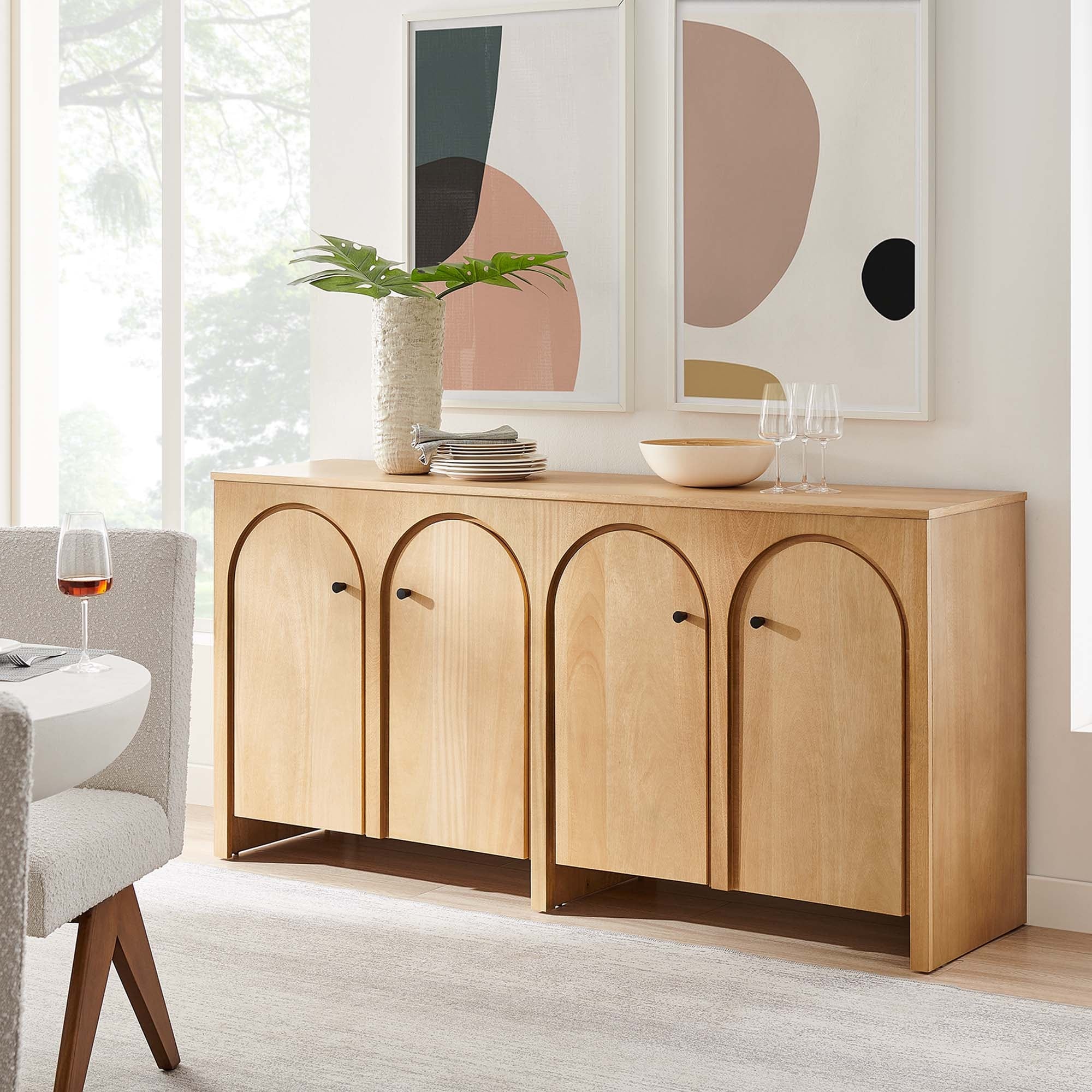 Appia Wood Grain 4 Door Sideboard Storage Cabinet