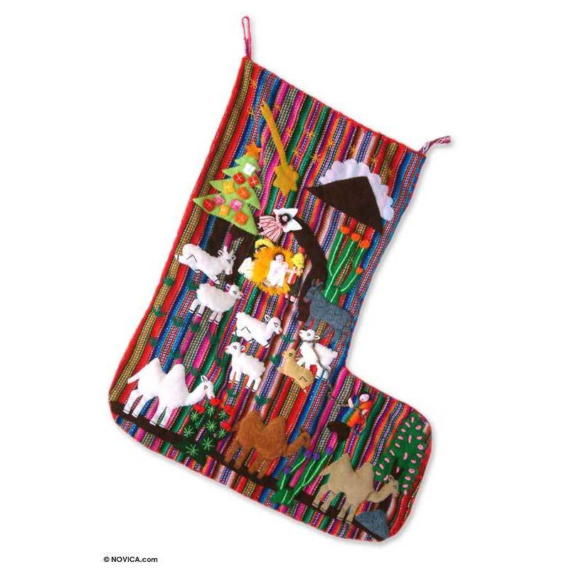 Applique Christmas Stocking Guiding Star Peru