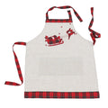 Applique Tartan Santa Sleigh With Reindeers Christmas Apron Adults Size 30 By 26 Inch