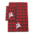 Applique Tartan Santa Sleigh With Reindeers Christmas Decorative Towels 14 By 22 Inch Set Of 2 14 X22