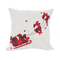 Applique Tartan Santa Sleigh With Reindeers Christmas Pillow 14 By 14 Inch