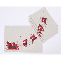 Applique Tartan Santa Sleigh With Reindeers Christmas Placemats 14 By 20 Inch Set Of 4
