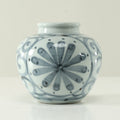 Approx 6 Inches Subtle Blue And White Vase With Flower Motif
