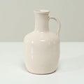 Approx. 10 H Off White Ceramic Bottle Vase With One Decorative Handle