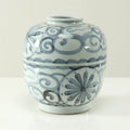 Approx. 12 Inches Subtle Blue And White Vase With Floral Motif
