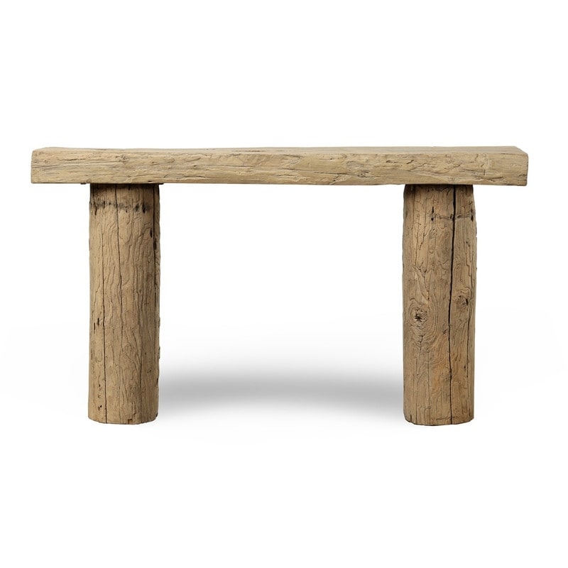 Approx. 50 60 Inches Long Vintage Log Console With Rustic Natural Wood Tone