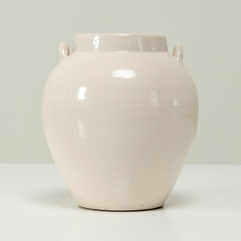Approx. 9 H Off White Ceramic Vase With Two Handles